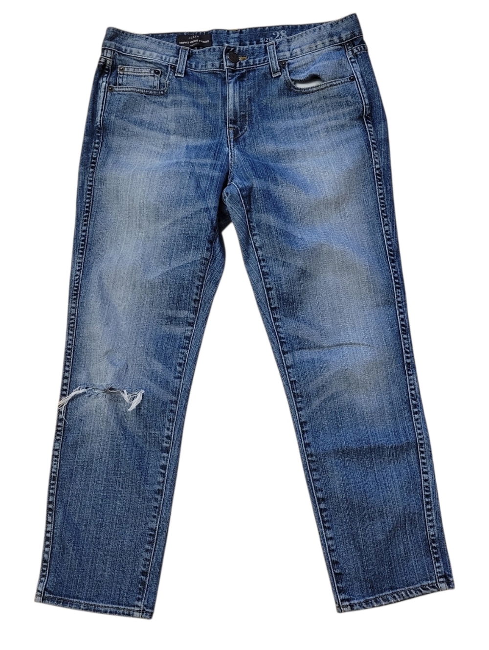 J. Crew Blue Cropped Vintage Straight Denim Jeans Size 28‎